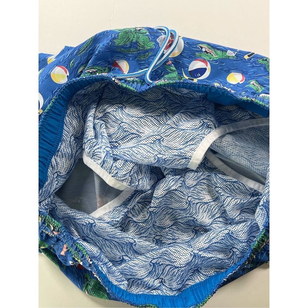 Peter Millar Crown Blue Alligator Golf Beach Print Swim 7” Trunks Mens Large - Picture 7 of 12